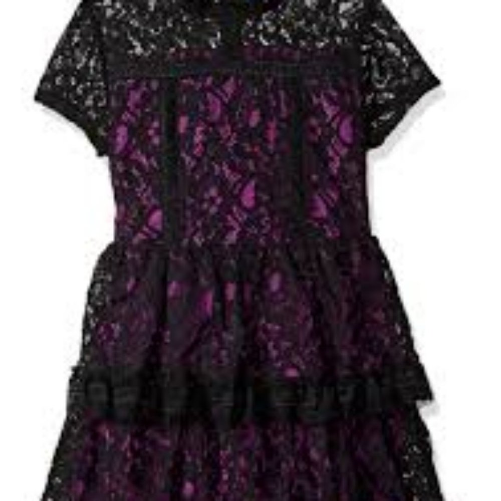 RARE Goth Lolita Purple Black Lace Tiered Dress